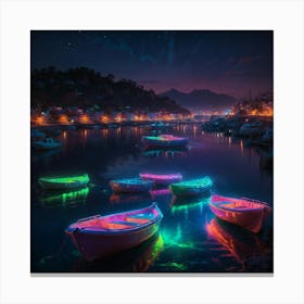 Boats At Night Canvas Print