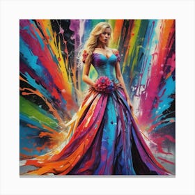 Bride In A Rainbow Dress Canvas Print