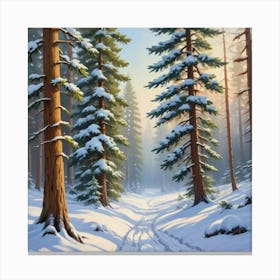 Snowy Forest paintings art print 1 Canvas Print