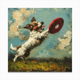 Dog Catching Frisbee 2 Canvas Print