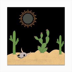 Black sky Cactus Desert Canvas Print