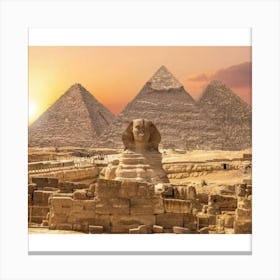 Giza Pyramids At Sunset Canvas Print