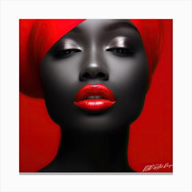 Lady In Red - Portrait Of A Black Woman Canvas Print