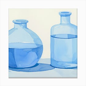 Two Blue Glass Jars Canvas Print