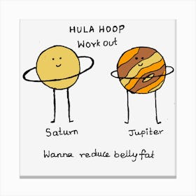 Saturn And Jupiter Hula Hoop Champions Funny Illustration Canvas Print