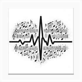 Heartbeat With Music Notes Canvas Print