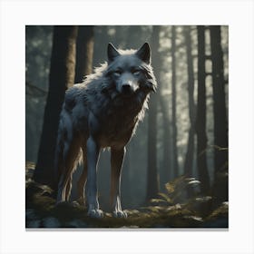 Wolf In The Woods 51 Canvas Print