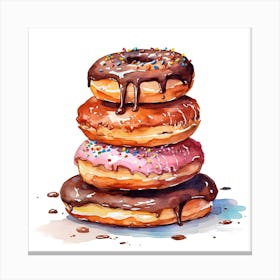 Stack Of Chocolate Donuts 1 Canvas Print