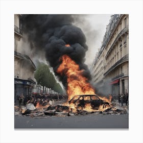 Riots In Paris 1 Canvas Print