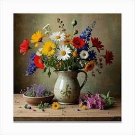 Leonardo Lightning Floral Still Life With Wildflowers Art 2 Canvas Print