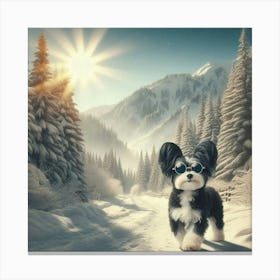 Dog In The Snow 1 Canvas Print