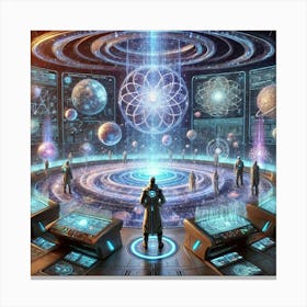 A Depiction Of A Dimensional Overseer Managing A C Canvas Print