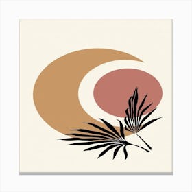 Moon And Palm Leaves Canvas Print