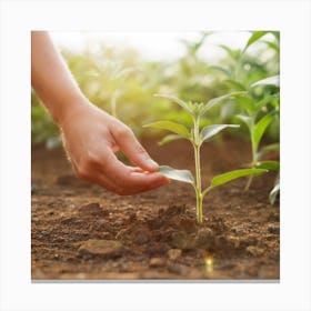 Hand Planting A Seed Canvas Print