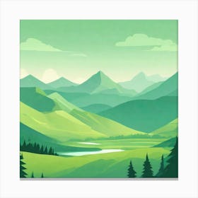 Misty mountains background in green tone 61 Canvas Print