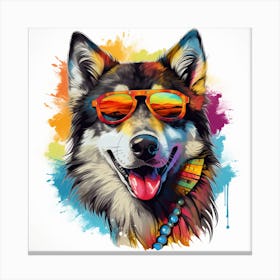 Husky Dog In Sunglasses 1 Canvas Print