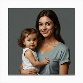 Portrait Of A Mother And Child Canvas Print