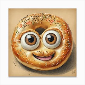 Bagel With Eyes Canvas Print