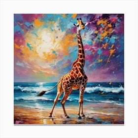 Giraffe On The Beach Canvas Print