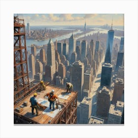 Vertigo on the Skyline: Balancing Act Above the City New York Canvas Print