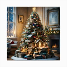 Christmas Tree Made Of Books Canvas Print