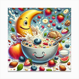 Happy Breakfast Cartoon Canvas Print