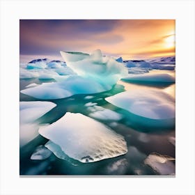 Icebergs At Sunset 42 Canvas Print