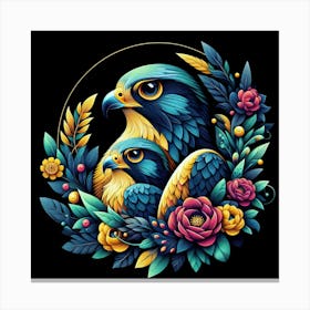 Eagles And Flowers 3 Canvas Print