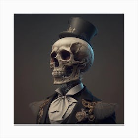 Skeleton In Top Hat Canvas Print