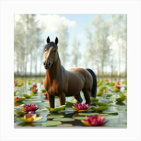 Horse In Water 13 Canvas Print