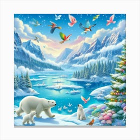 Polar Bears In Winter 3 Canvas Print