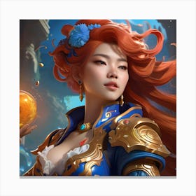 Girl Holding A Golden Ball Canvas Print