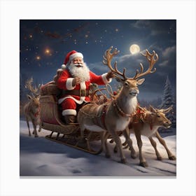 Santa Claus And Reindeer 1 Canvas Print