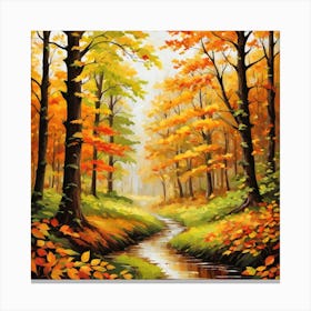 Forest In Autumn In Minimalist Style Square Composition 264 Canvas Print