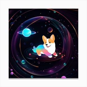 Corgi In Space 4 Canvas Print