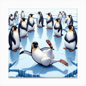 Penguins On Ice 1 Canvas Print