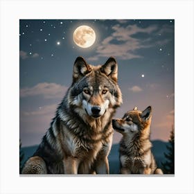 Wolf And Cub Canvas Print