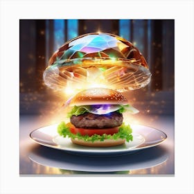 Burger On A Plate 56 Canvas Print