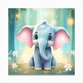 Cute Elephant In The Forest Canvas Print