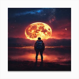 Man Looking At The Moon Canvas Print