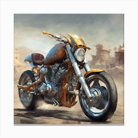 Motorcycle In The Desert Canvas Print