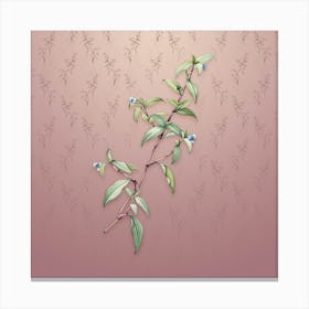 Vintage Birdbill Dayflower Botanical on Dusty Pink Pattern n.2155 Canvas Print