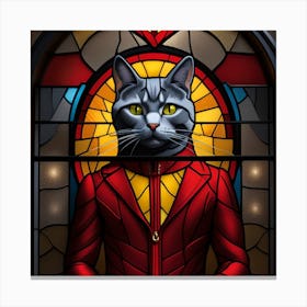 Cat, Pop Art 3D stained glass cat superhero limited edition 13/60 Canvas Print