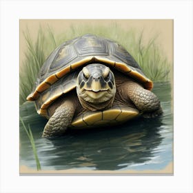 Turtle In Water 5 Canvas Print