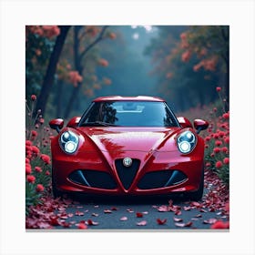 Alfa Romeo 4c Surrounded By A Stunning Watercolor Twilight Garden Canvas Print