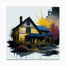 Colored House Ink Painting (13) Canvas Print