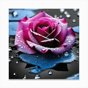 Pink Rose With Water Droplets Canvas Print