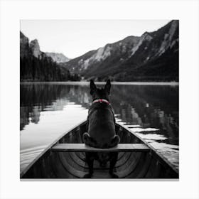 Black Dog Canoe Ride 1 Canvas Print