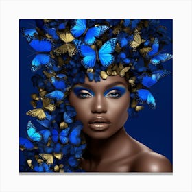 Blue Butterfly Portrait 1 Canvas Print