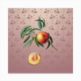 Vintage Peach Botanical on Dusty Pink Pattern n.2409 Canvas Print